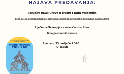 Najava predavanja: Socijalni nauk Crkve u životu i radu svećenika